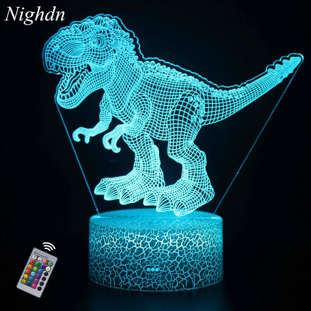 Nacht 3D Dinosaurier Lampe LED Nachtlicht 16 Farben mit Fernbedienung USB Nachtlicht Kind Geburtstag Weihnachtsgeschenk für Kinder Jungen