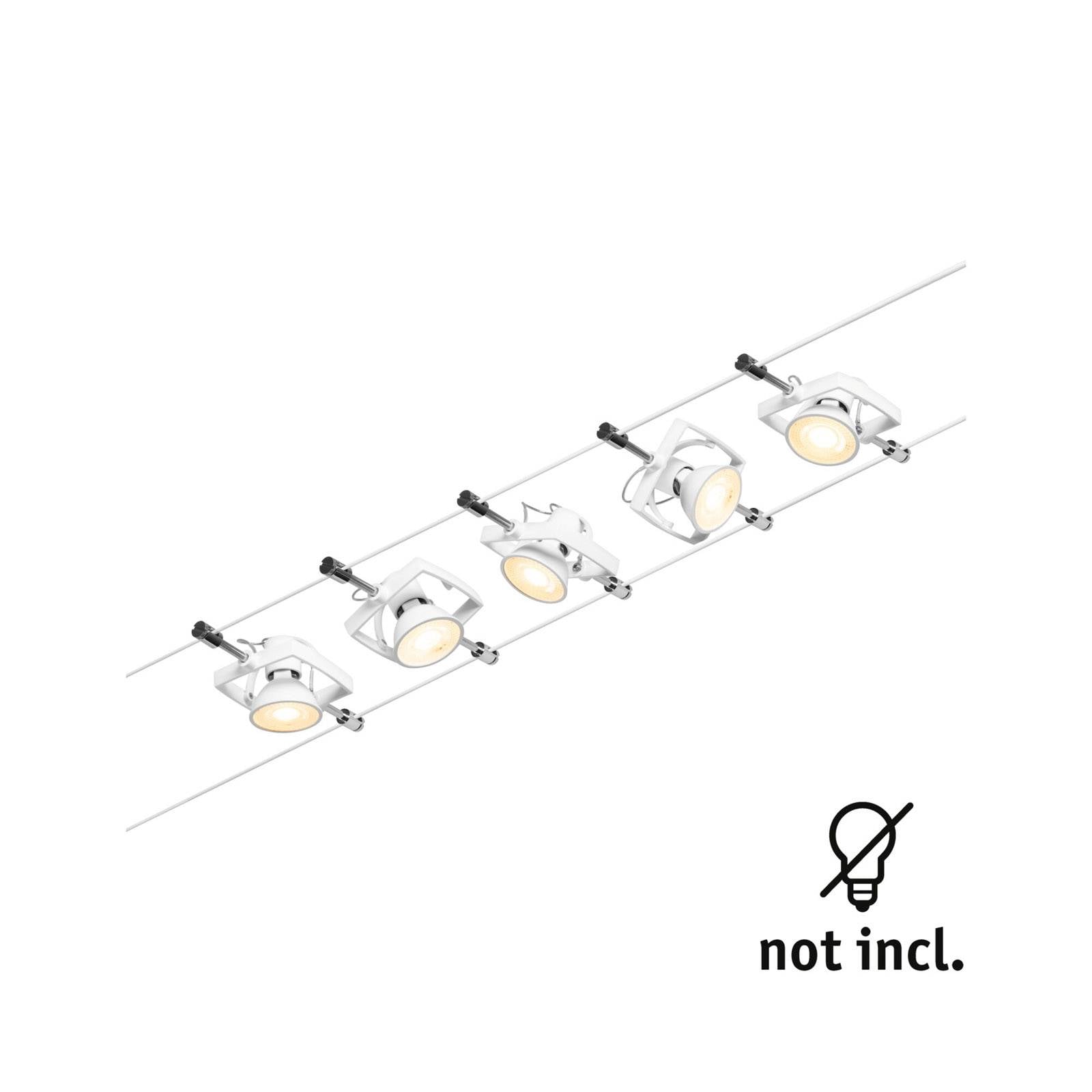 Paulmann Sistema di illuminazione a funi Wire Mac II, 5 luci, m bianco II, Bianco / Opale, Corridoio, Metallo, Moderno, Sistema di illuminazione a funi