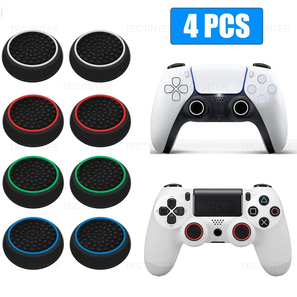 4PCS Silicone Analog ThumbStick Grip Caps for PS5/PS4/PS3/Switch 2 Cover for Xbox One/Xbox Series X S/Xbox 360 Controller