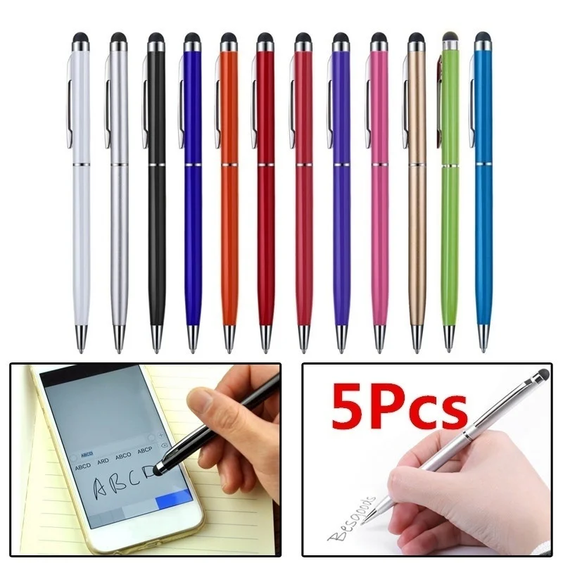 Practical New 5pcs 2 In 1 Useful Design Tablet For Pad Smart Phone Touch Screen Stylus Pen+Ballpoint Pen Smartphone Random Color