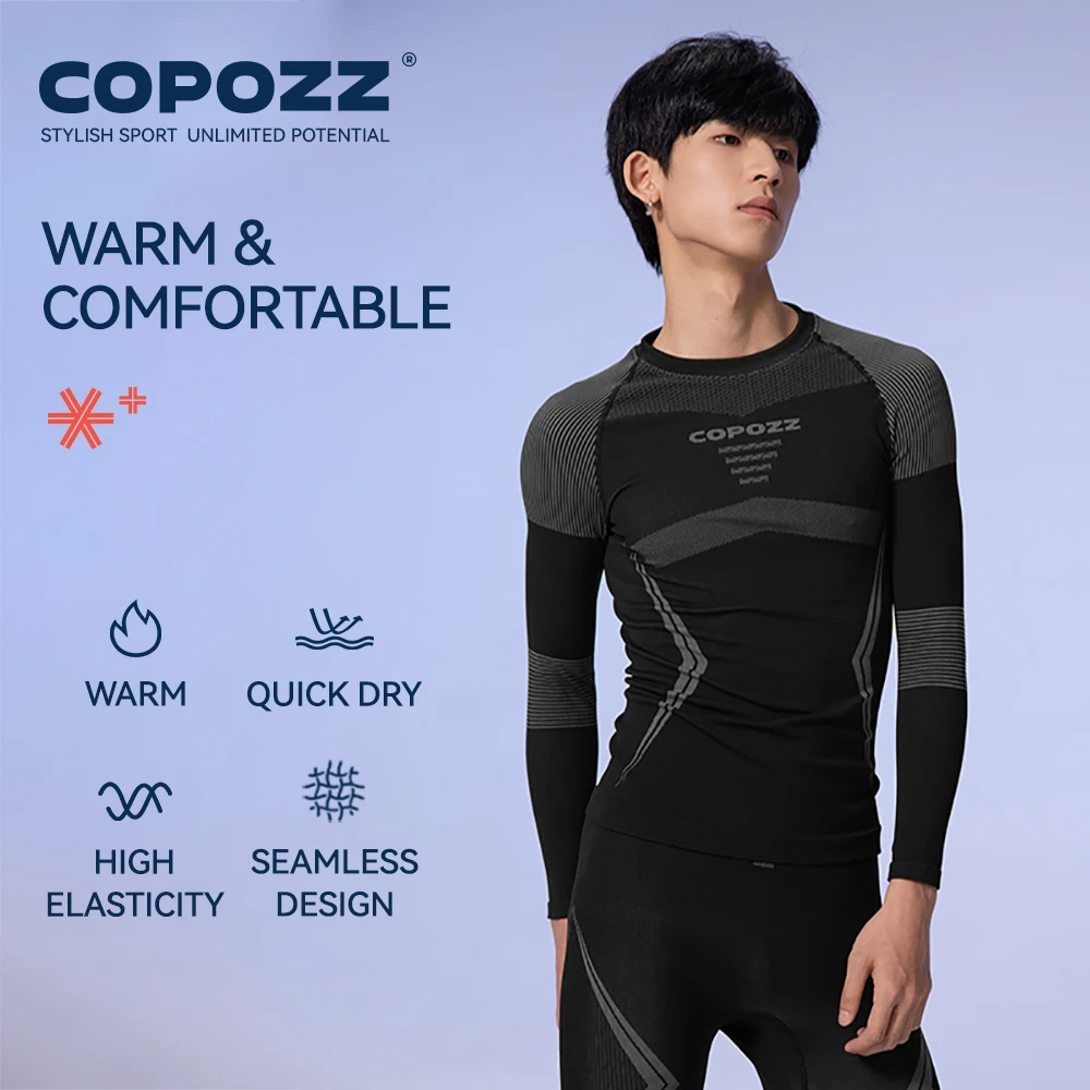 COPOZZ hommes femmes Ski sous-vêtement thermique ensembles séchage rapide fonctionnel Compression survêtement serré snowboard hauts et pantalons adulte