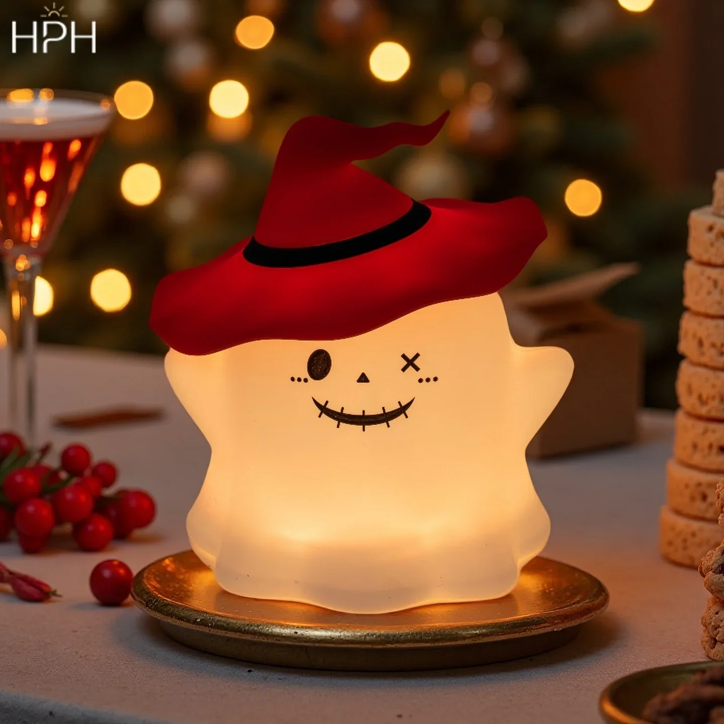 HPH Niedliche Nachttischlampe, wiederaufladbare Tischlampe, RGB-Schreibtischlampe, Stimmungslicht, Dekorationslampe für Zuhause, als Halloween-Geschenk für Kinder, LED-Leuchten