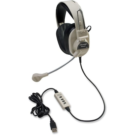 CALIFONE 3066USB Deluxe Multimedia Stereo Headset with Boom Microphone with USB - CALIFONE
