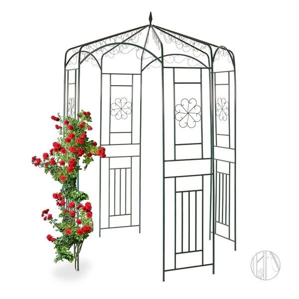 relaxdays Rosenpavillon Metall silber
