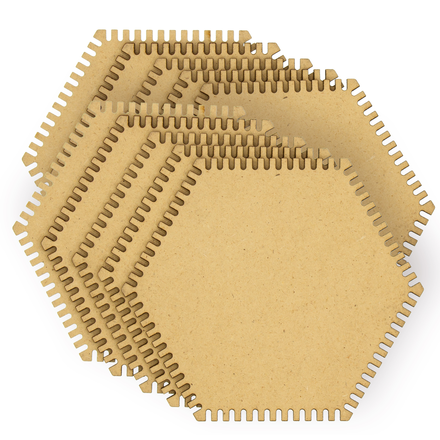 buttinette Webplatten Hexagon aus MDF, Webbreite: ca. 7 cm, 10er-Pack