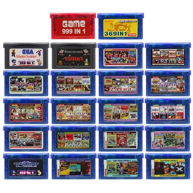 Cartouche de jeu vidéo 106 150 369 999 en 1 pour console GBA, carte de jeu vidéo EG EN tout-en-un pour GBA NDS