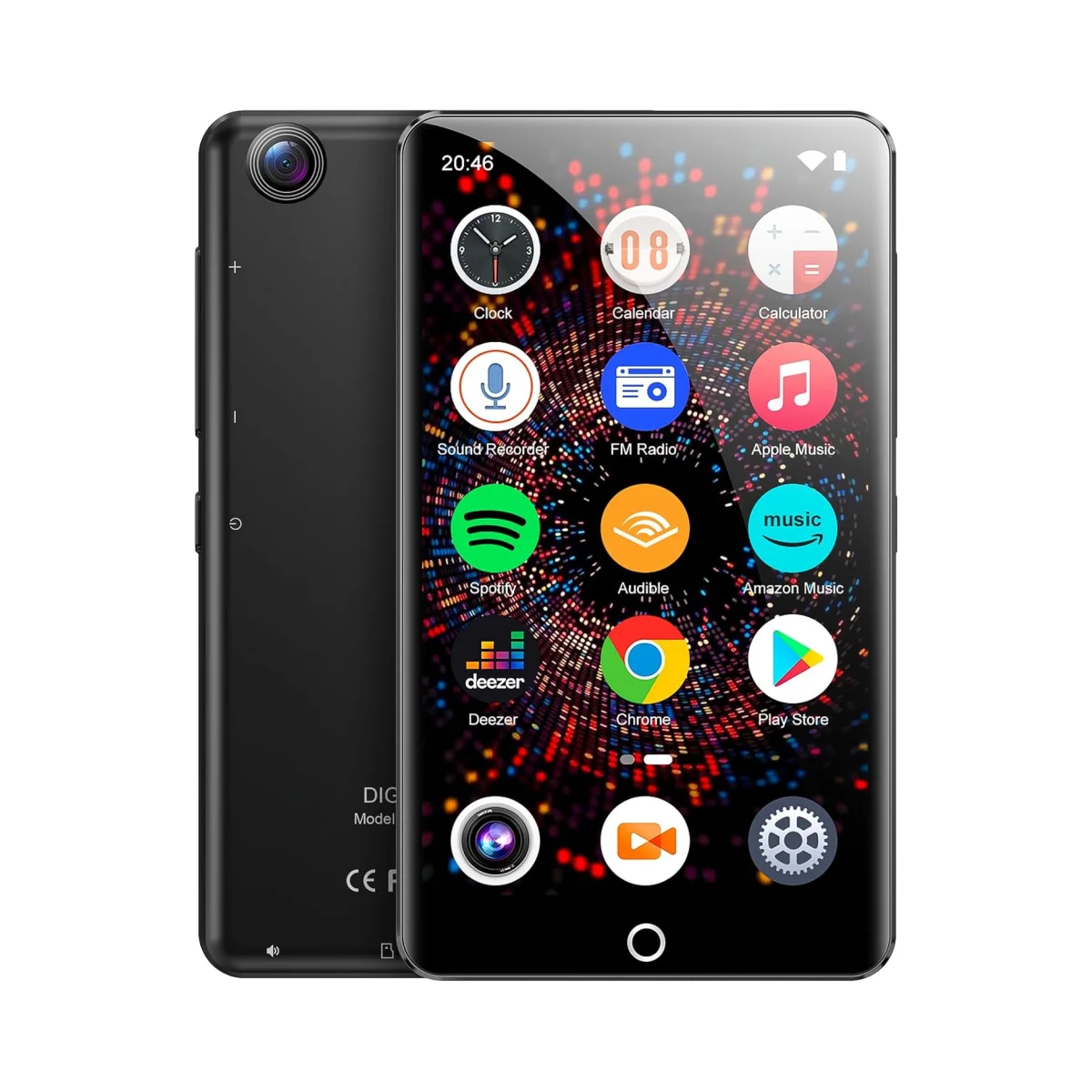 Lecteur MP3 80 Go (16 Go + 64 Go) avec Bluetooth et Wi-Fi, lecteur MP3 avec caméra arrière, lecteur MP3/MP4 Android avec Spotify, Audible