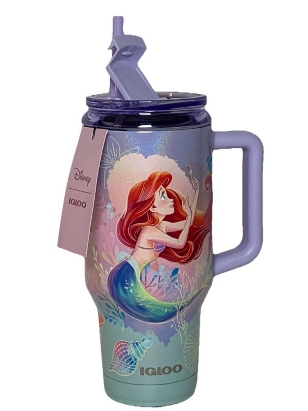 Disney Dining | Disney The Little Mermaid Ariel 16 Oz Tumbler Igloo Travel Mug Nwt | Color: Pink/Purple | Size: Os