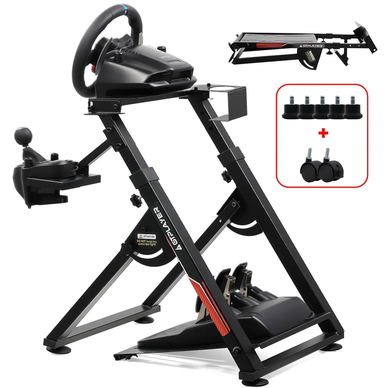 GTPLAYER Support de volant pour volant Support de volant de jeu Support de volant de course avec support de levier de vitesses V1 V2 Cadre réglable en inclinaison PS4 Xbox PC