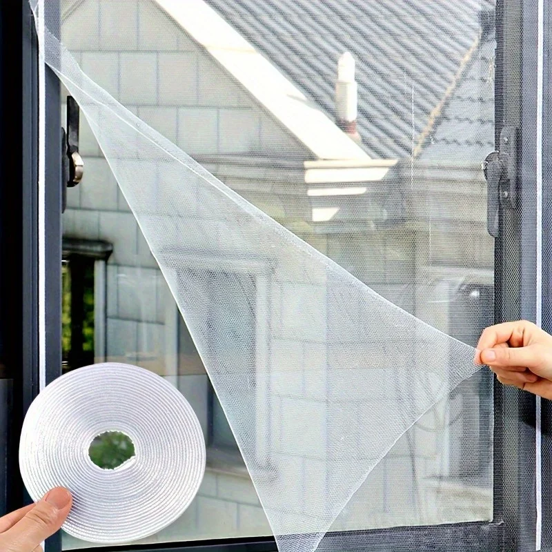 DIY Selbstklebendes Fenster-Fliegengitter, Verstellbarer Fenster-Ersatzvorhang, Passend für Verschiedene Fenster