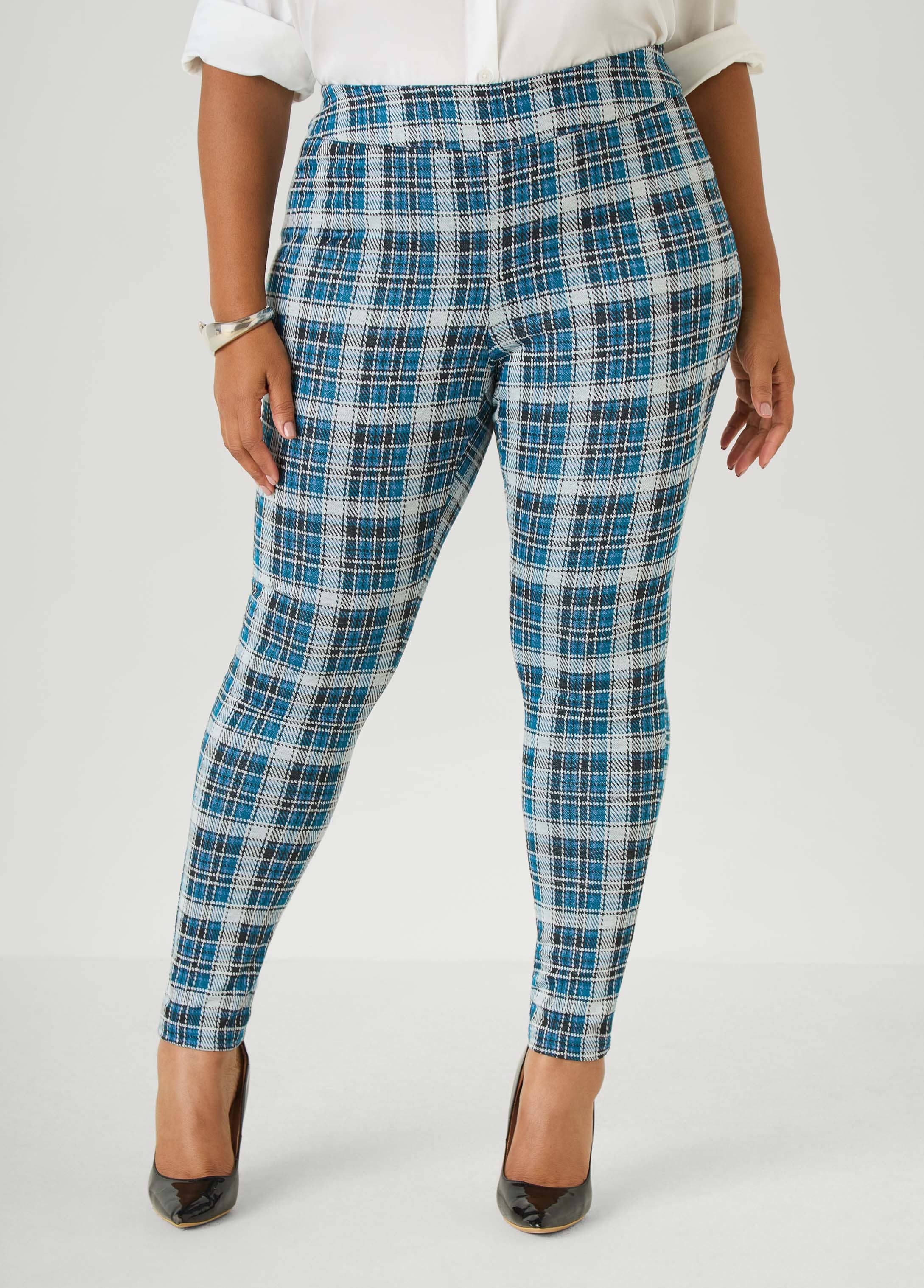 Plus Size Plaid Pull On Leggings