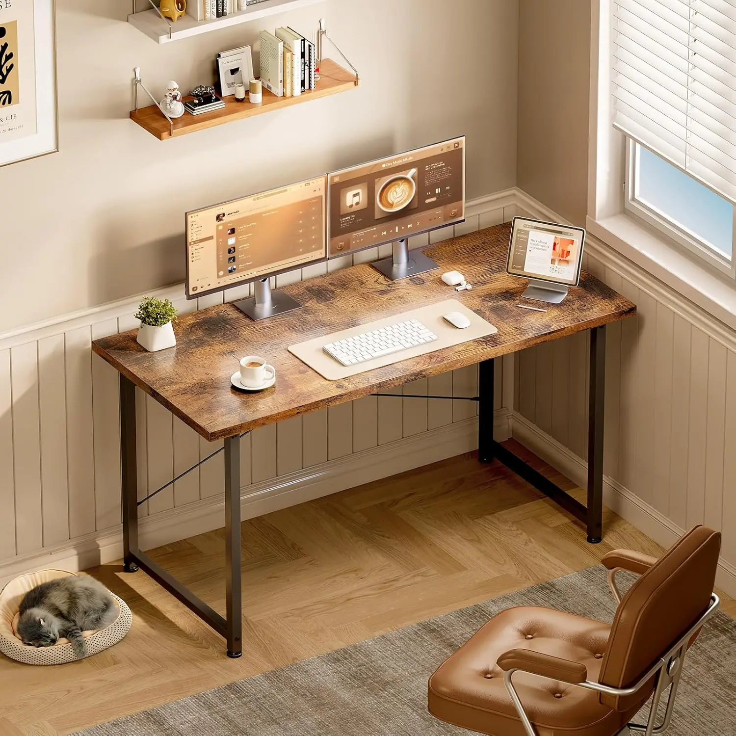 Coleshome Kleiner Schreibtisch, 120 x 48 cm, Computertisch, Schreibtisch und Arbeitsplatz, Arbeitstisch, Bürotisch für Arbeitszimmer, Büro, Schlafzimmer