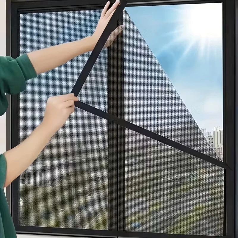 Mückenschutz-Fensternetz, Selbstklebendes Fenster-Moskitonetz, Sommer-Insektenschutz für Türen, Fenster-Moskitonetz【SCHWARZ】