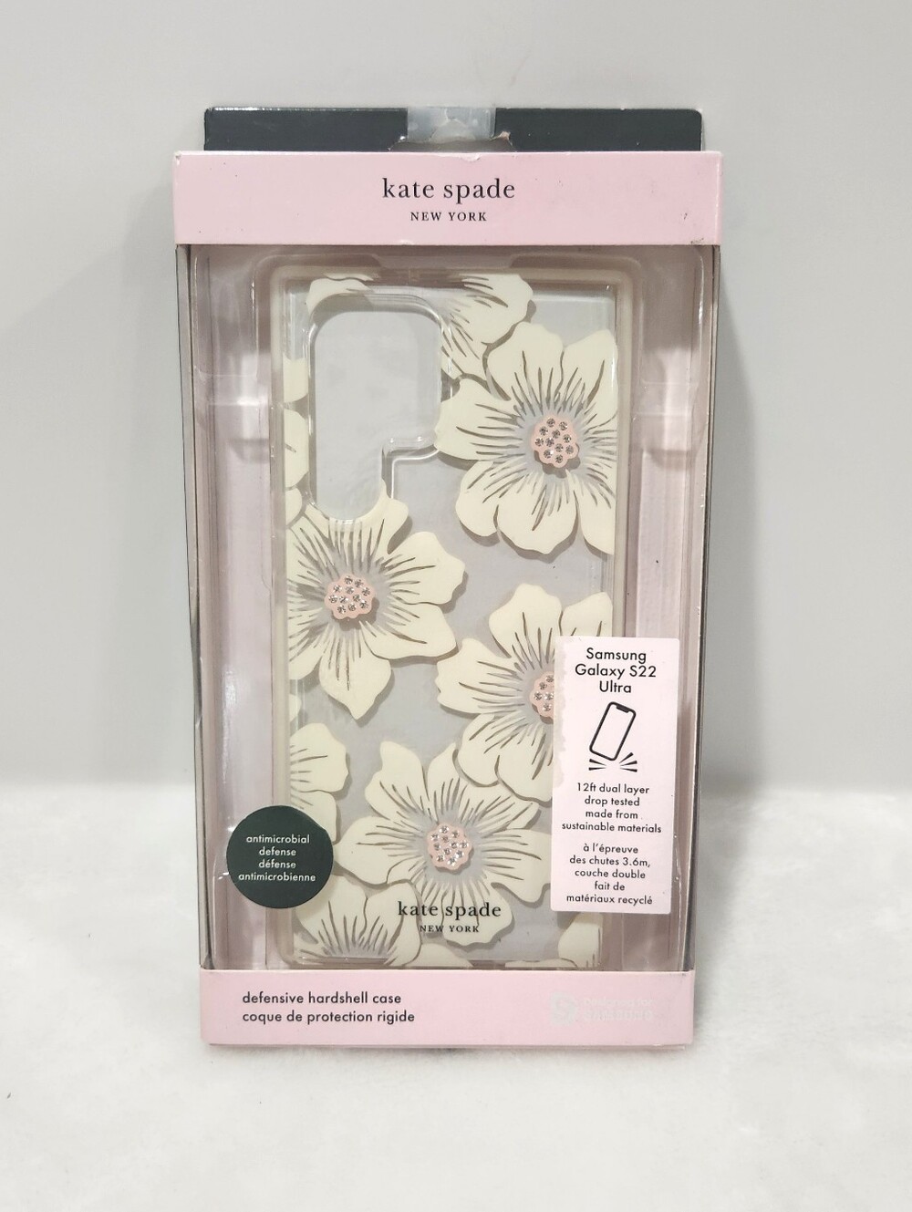 Kate Spade Cell Phones & Accessories | Kate Spade Samsung Galaxy S22 Ultra Hollyhock Floral Flower Hardshell Phone Case | Color: Pink/White | Size: Samsung Galaxy S22 Ultra