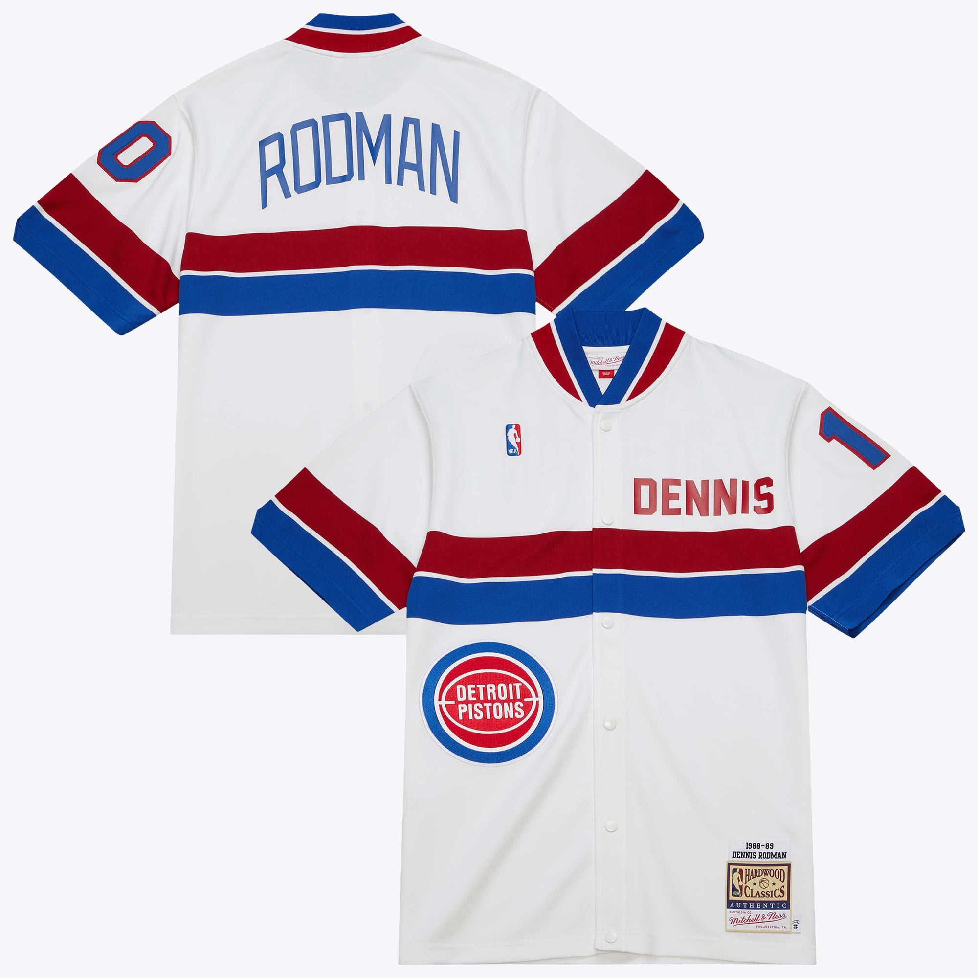 Maillot d'entraînement Mitchell & Ness Dennis Rodman 1988 des Detroit Pistons - Blanc - Homme - Homme Taille: M