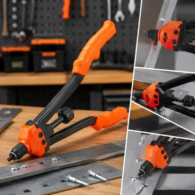 Kit d'outils pour rivets à sertir, outil pour rivets à sertir aveugles 410 mm, outil à rivets avec 13 jeux de rivets et mandrins, outil à rivets à sertir M3 M4 M5 M6 M8 M10 M12, outil à rivets manuel professionnel, machine à riveter, rivets filetés