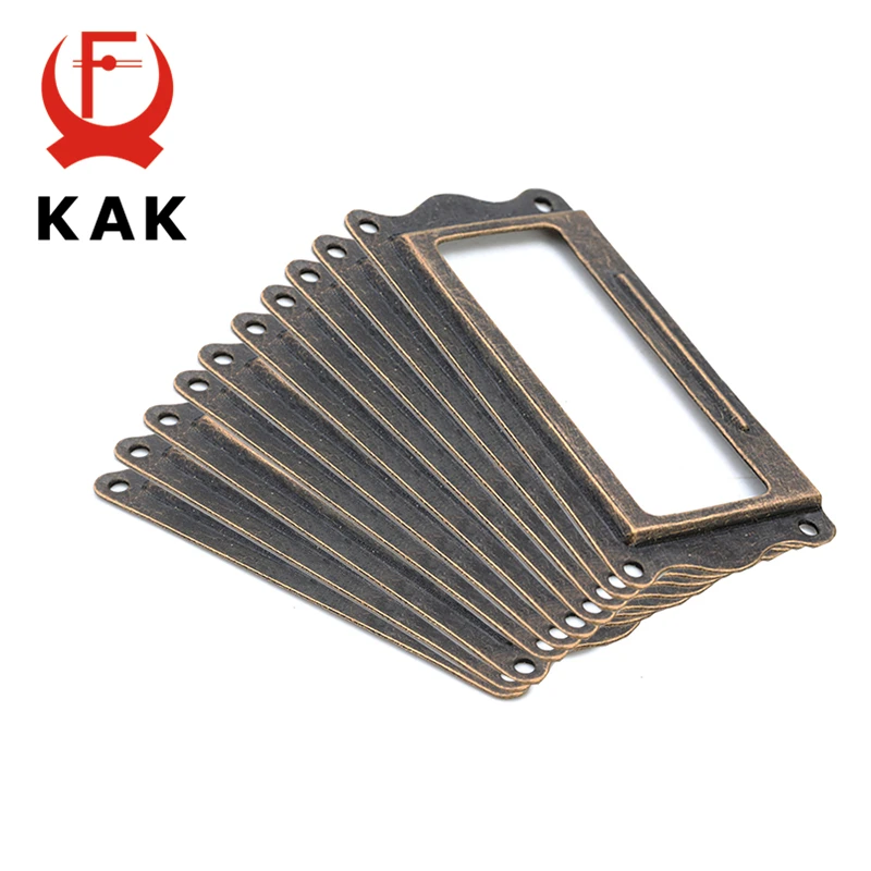 10 stücke NED Antike Messing Griff 64*32mm Label Pull Rahmen Name Karte Halter Schrank Schublade Box Fall knöpfe Für Möbel Hardware