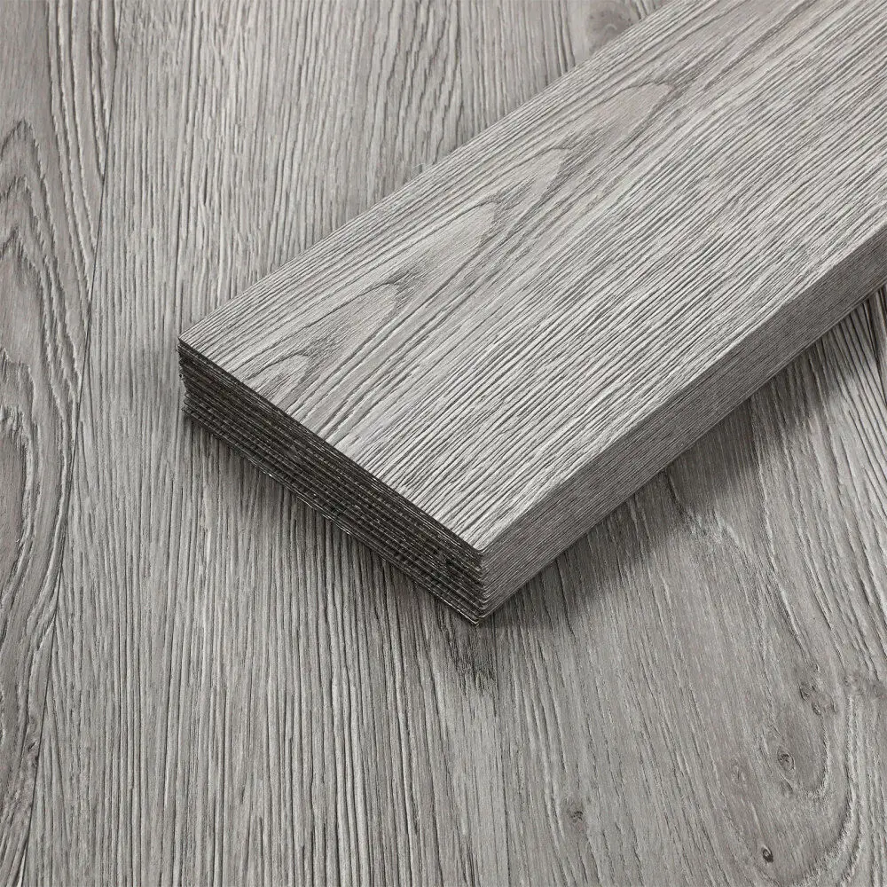 Selbstklebende PVC-Bodenfliesen 5m² (36 Stück), Hellgrauer Holzoptik-Klebeboden, Vinyl-Bodendielen für Hausrenovierung