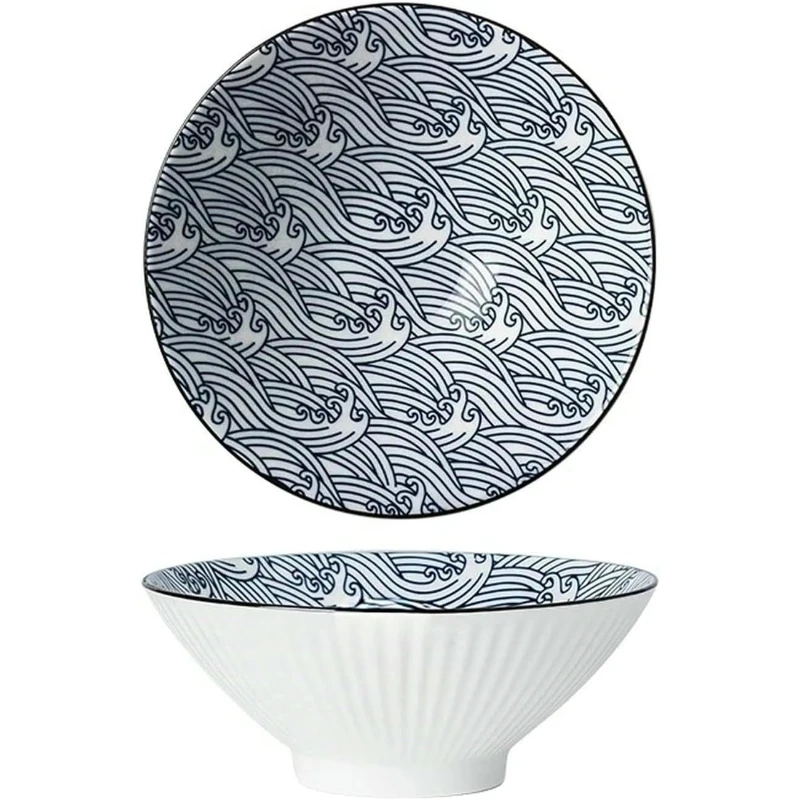 8 Inch Japanese Ceramic Ramen Bowl Wide Rim Hat Shaped Noodle Bowl Household Large Soup Instant Noodle Bowl Dinner Tableware