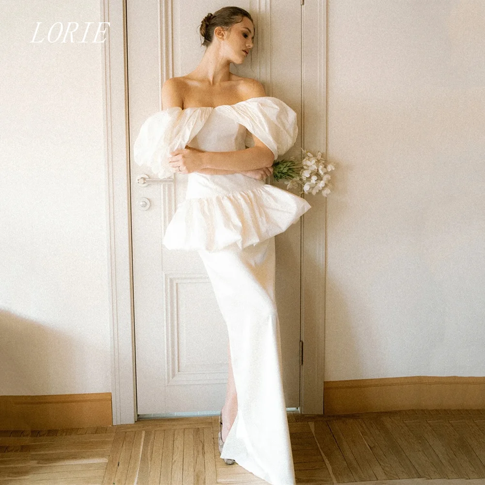 LORIE Elegant Mermaid Civil Wedding Dress Off The Shoulder Bridal Dresses Side Silt Engagement Wedding Gown Customized 2026
