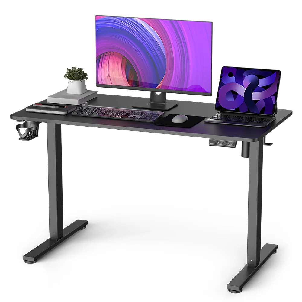 GartistGO Elektrischer Schreibtisch, höhenverstellbar, leiser Motor mit 3 Speichereinstellungen, Anti-Kollisions-System, stabiler Holz- und Metallrahmen für das Home Office