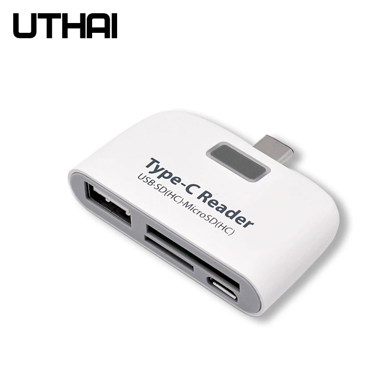 UTHAI J08 Typ-C USB3.1 Multifunktions-Kartenleser LED SD/TF USB2.0 kompatibler Android-Telefon-OTG-Adapter für die Maussteuerung