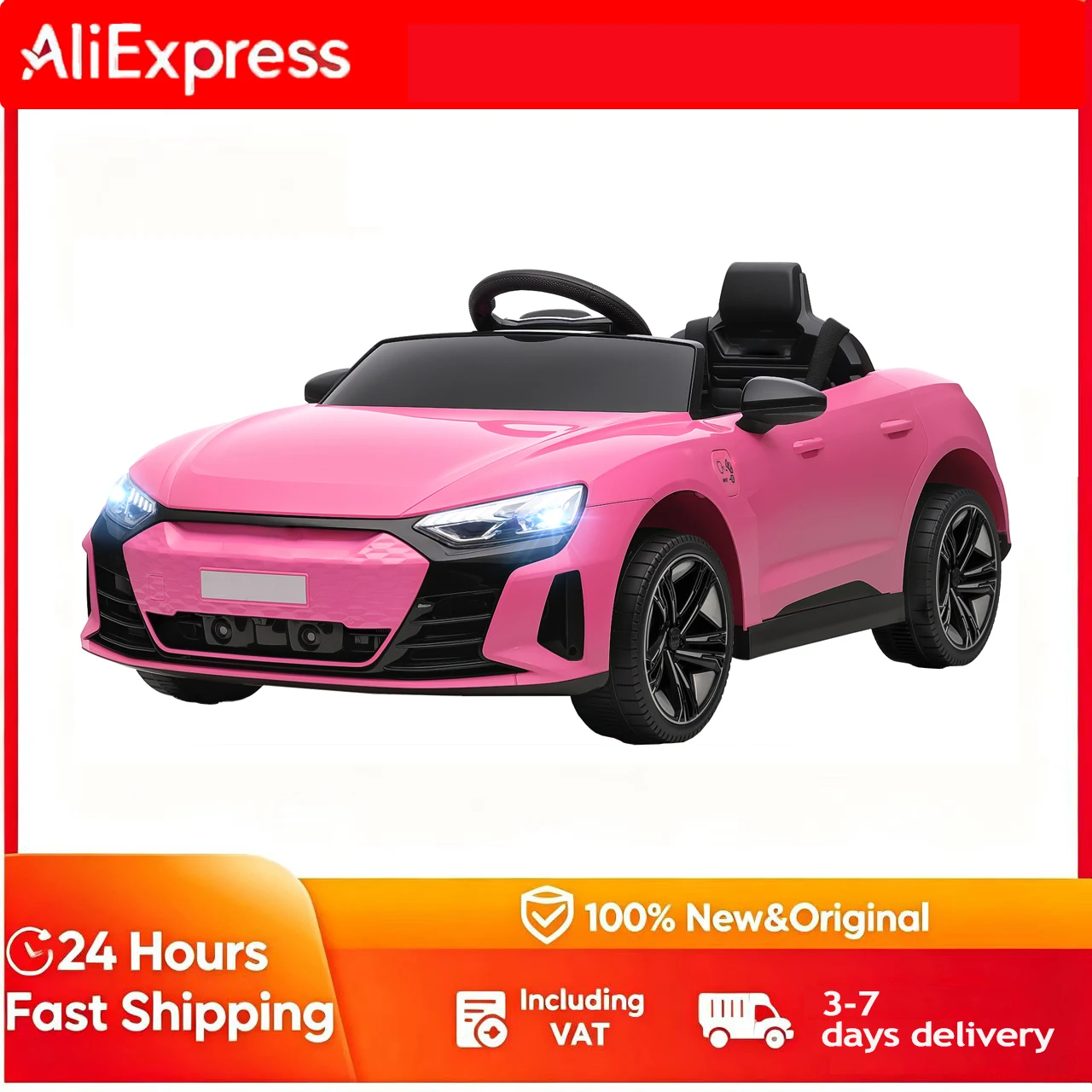 Voiture électrique pour enfants avec télécommande, ceinture de sécurité, klaxon, musique, phares, jusqu