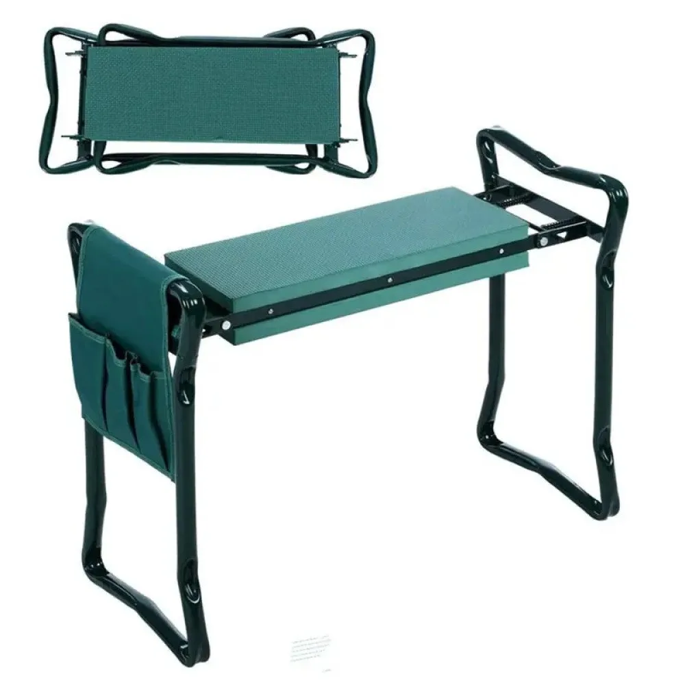 Banc de jardin pliable, siège de jardin pliable avec coussin épais et moelleux, tabouret de jardinier robuste et pliable, banc de jardin pour genoux