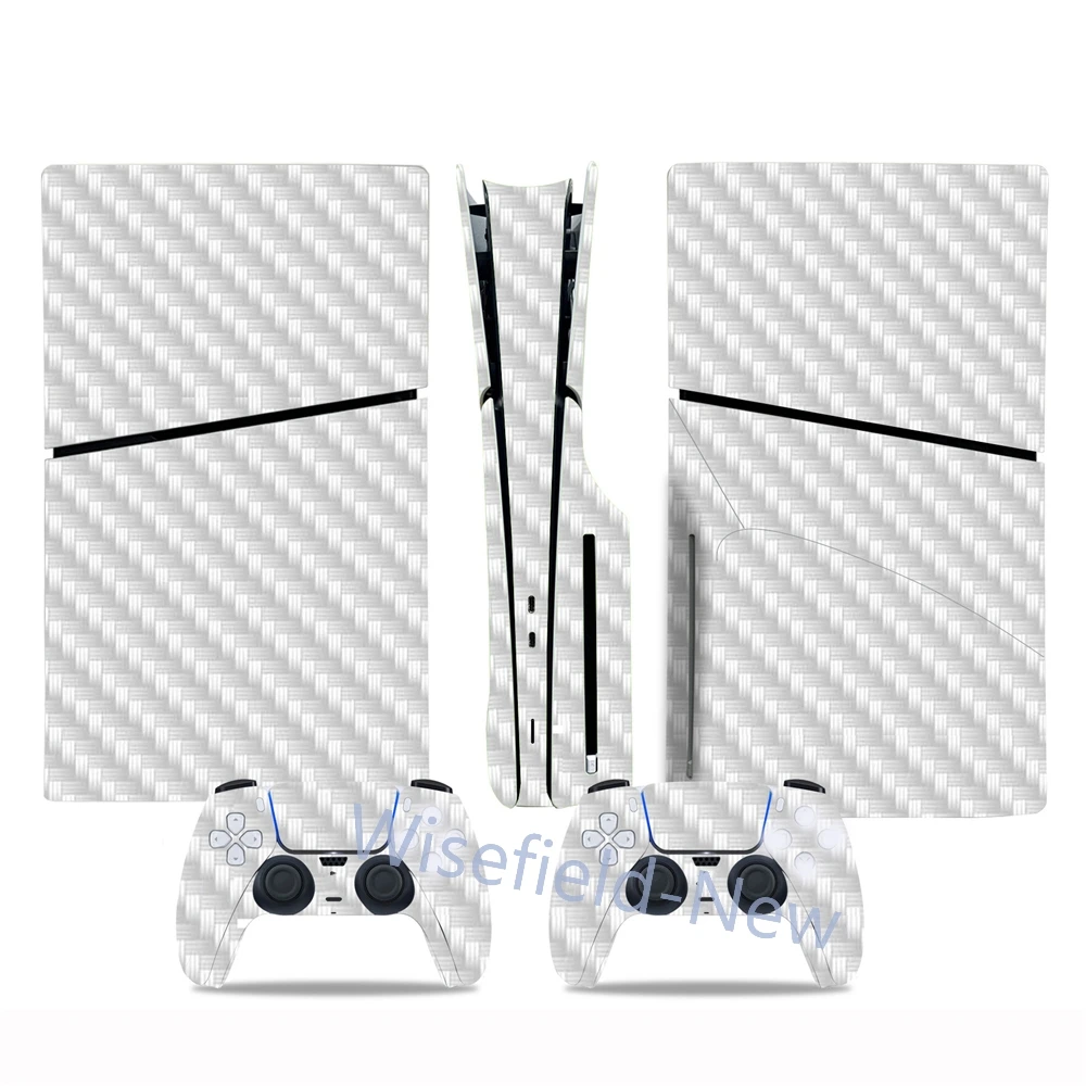 Pour console PS5 Slim édition disque, sticker de protection en fibre de carbone, autocollants pour la console principale, accessoires pour console de jeu