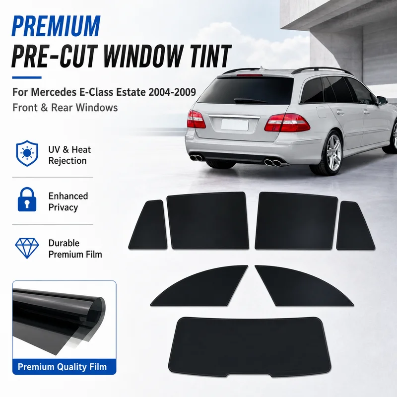 Film teinté pour vitres de voiture Mercedes Classe E Break 2004-2009, avant et arrière, qualité supérieure, prédécoupé, durable, anti-UV, protection thermique et intimité