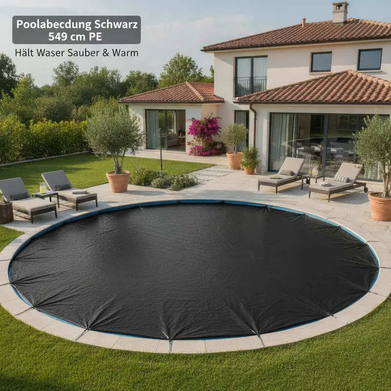 Couverture solaire pour piscine, couverture à bulles pour piscine, couverture noire 549 cm en PE, couverture extérieure pour piscine, accessoire pour piscine