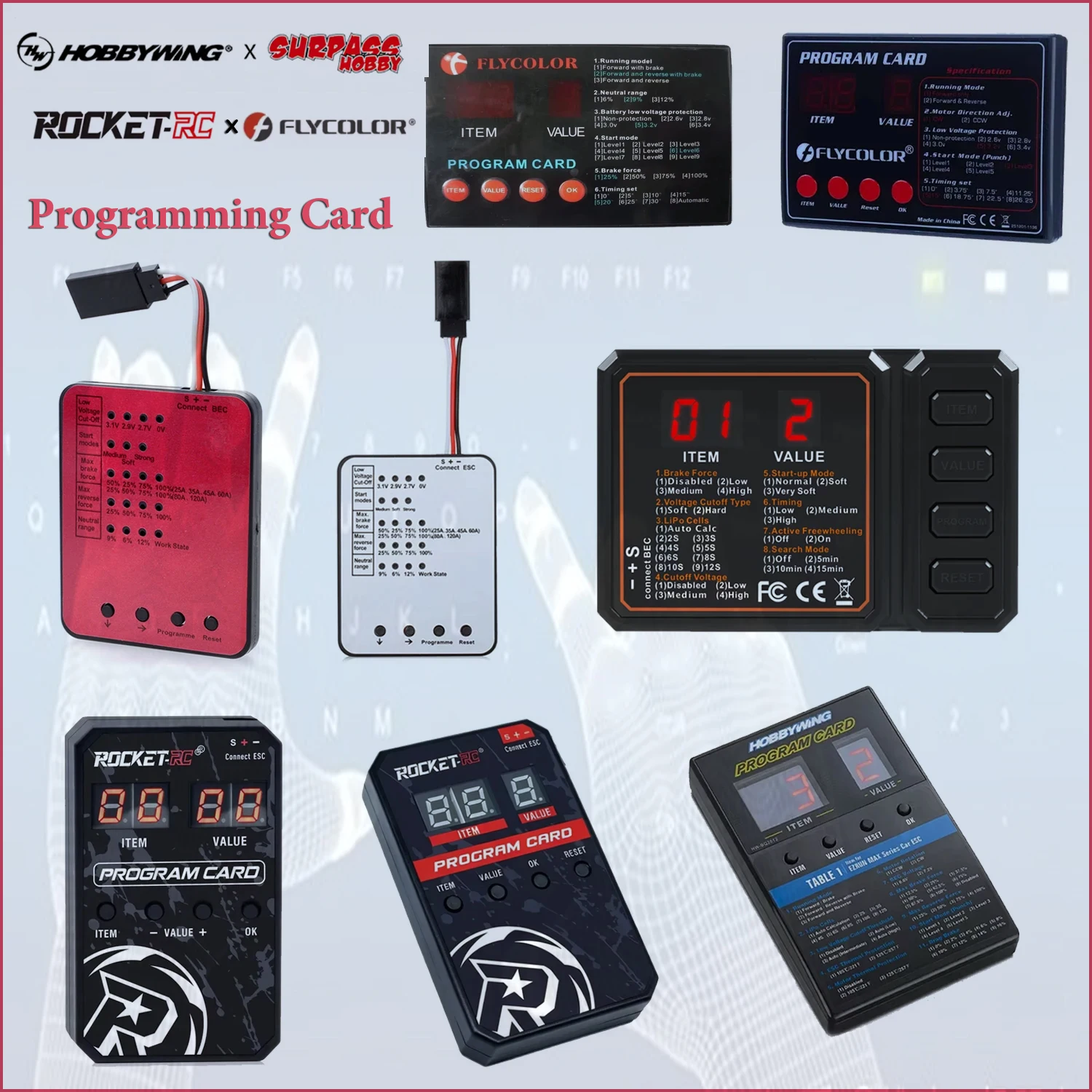 LED Programming Card for Rocket-RC Surpass Hobby Hobbywing Flycolor RC Crawler Car 25A 35A 45A 60A 80A 120A 100A Brushless ESC