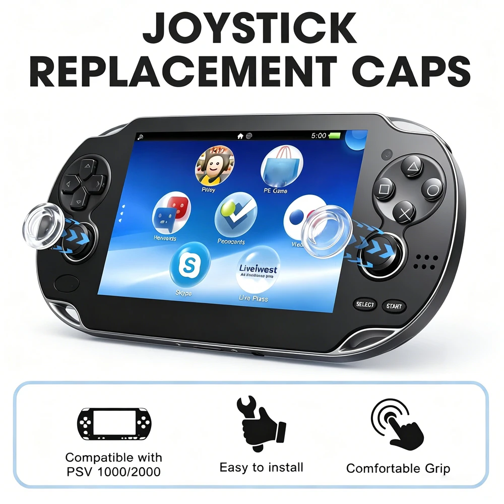 Liquid Silicone Joystick Caps for PSV 1000/2000 Transparent Anti-slip Thumb Grips Cover for PlayStation Vita Protector Accessori