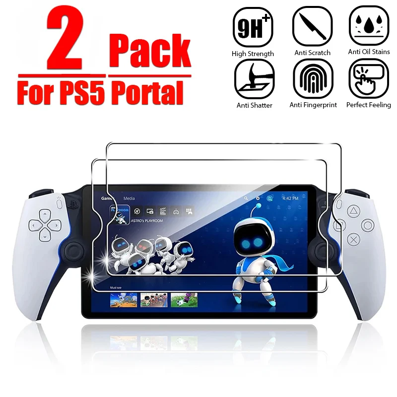2Pcs Tempered Glass for Sony PlayStation Portal 5 Transparent Anti-Fingerprint Screen Protectors for PlayStation PS5 Portal