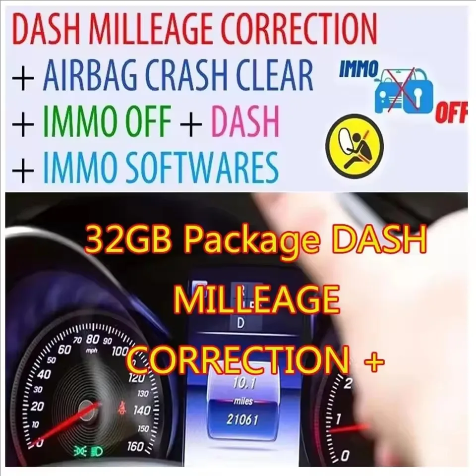 Newest 2026 32GB Package DASH MILLEAGE CORRECTION+AIRBAG CRASH CLEAR+IMMO OFF+ DASH +IMMO SOFTWARES Download Installation Video