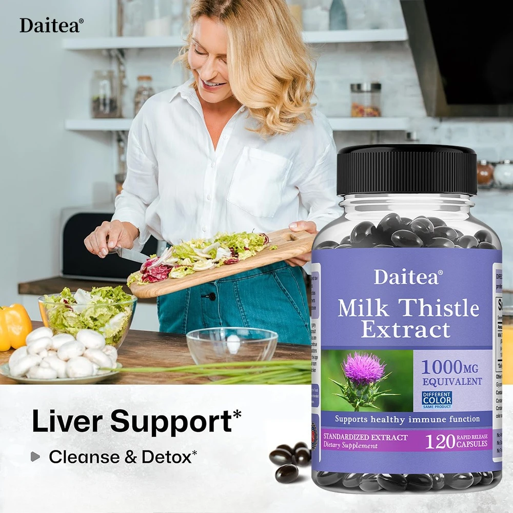 Milk Thistle Capsules - 1000mg, for Health Boosts Liver Detox, Antioxidants, for Skin and Digestive, Liver Health