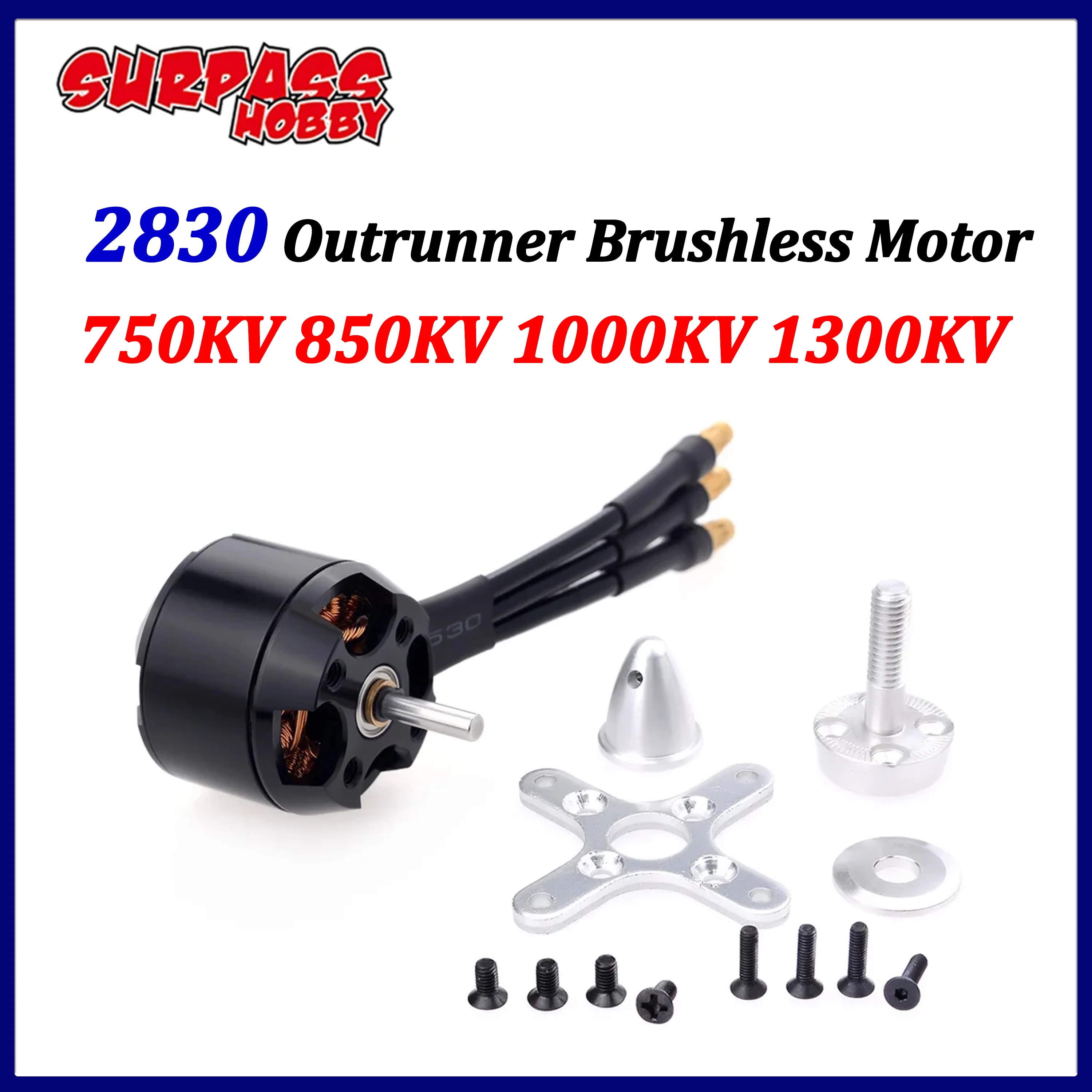 SURPASS HOBBY 2830 Outrunner Brushless Motor 750KV 850KV 1000KV 1300KV 3.5mm for RC Fixed-wing Airplane Glider FPV Accessories