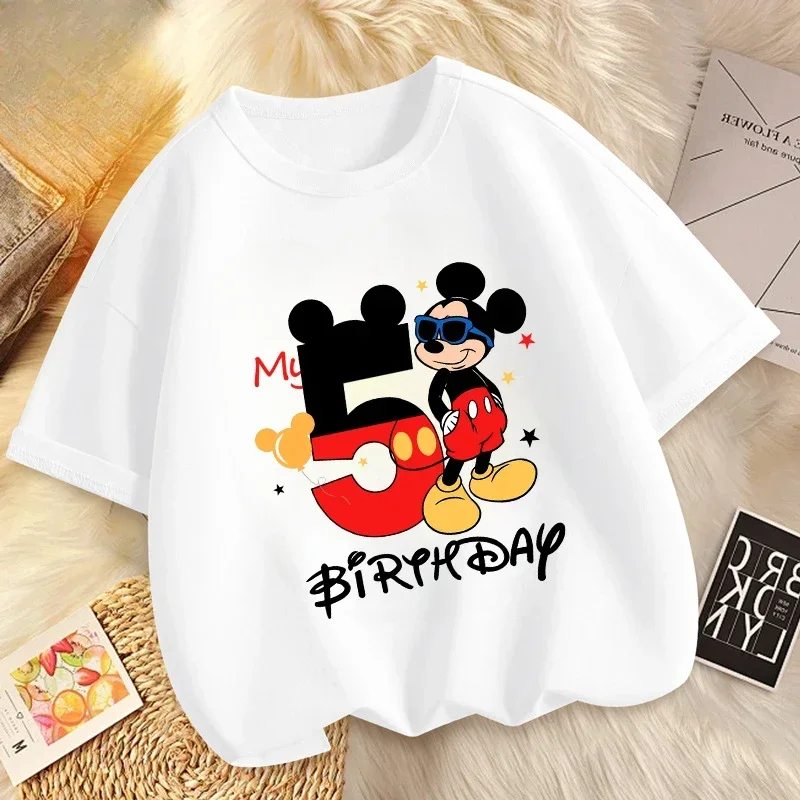 Mickey Mouse Baby Cotton T Shirt Cartoon Boy Birthday Clothes Girl Tees Shirt Clothes Anime Kawaii Tops Baby Clothing