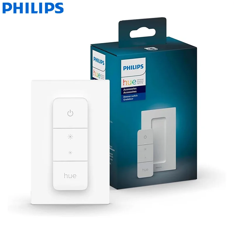 Philips Hue Smart Dimmer Switch With Remote Turns Hue Lights On/Off Brightness No-Wire Installation White Color
