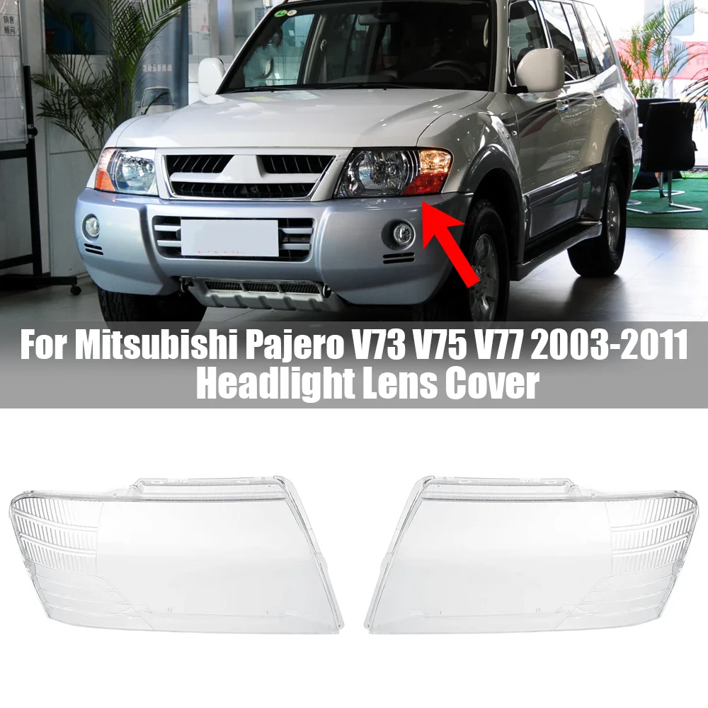 Für mitsubishi pajero v73 v75 v77 2014-2017 transparenter lampen schirm scheinwerfer abdeckung lampen schirm scheinwerfer schale plexiglas
