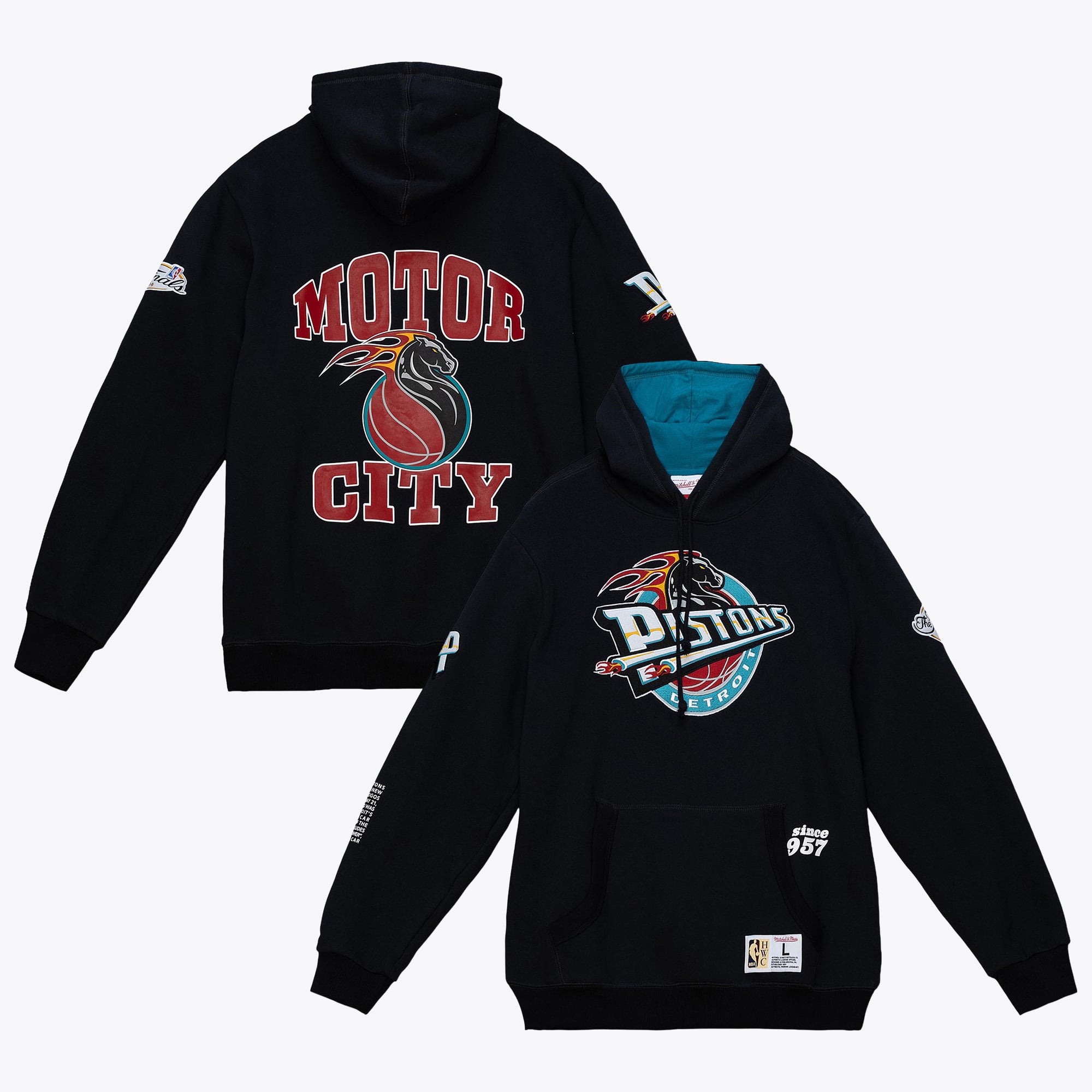 Detroit Pistons Mitchell & Ness Team Origins Fleece Hoodie – Schwarz – Herren