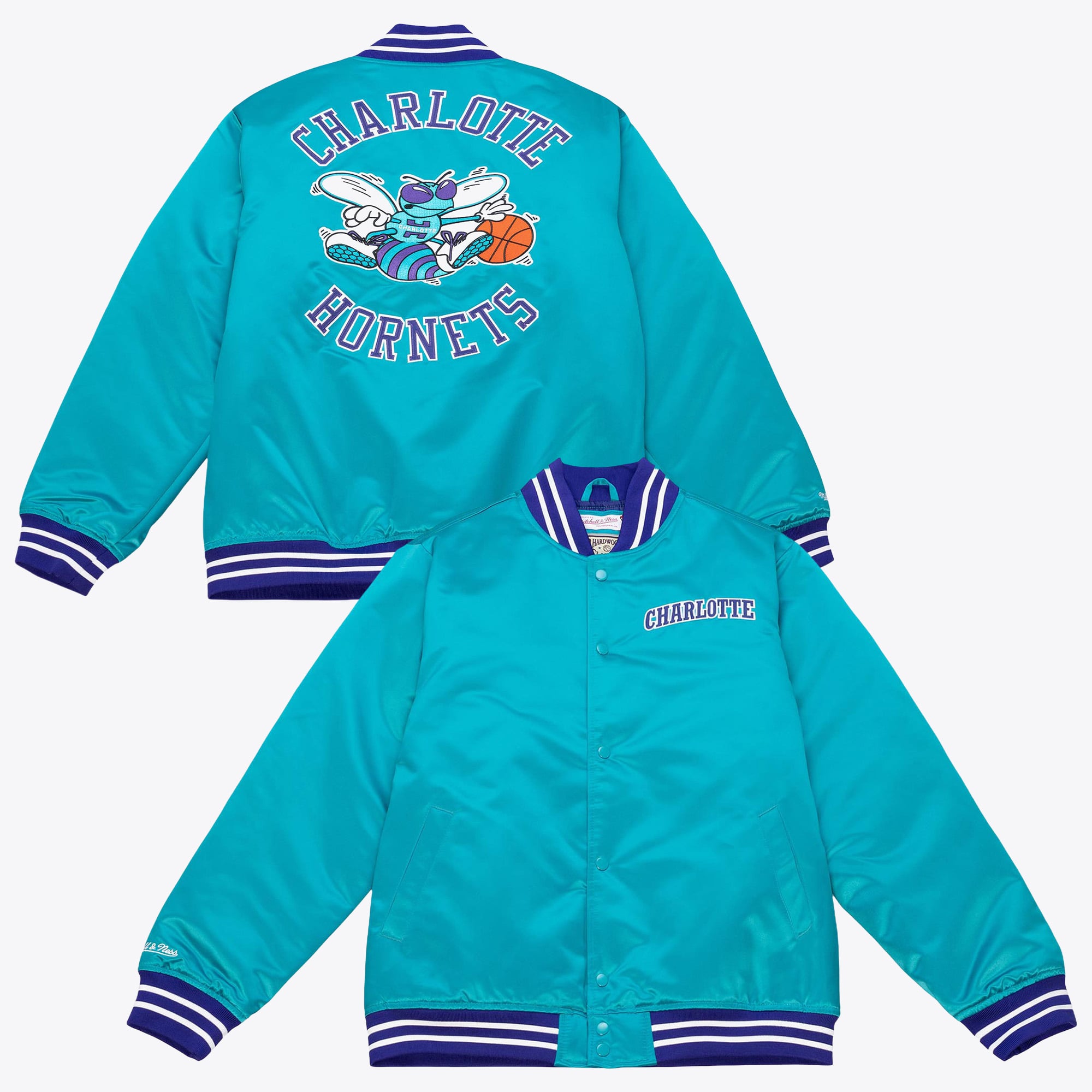 Charlotte Hornets Mitchell & Ness Schwere Satinjacke - Hornets Blau - Herren