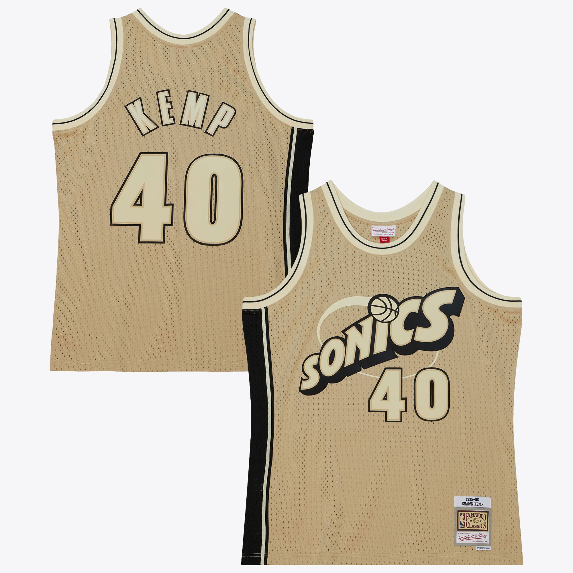 Seattle Supersonics Mitchell & Ness Shawn Kemp 1995 Maillot Swingman – Kaki - Homme Taille: L