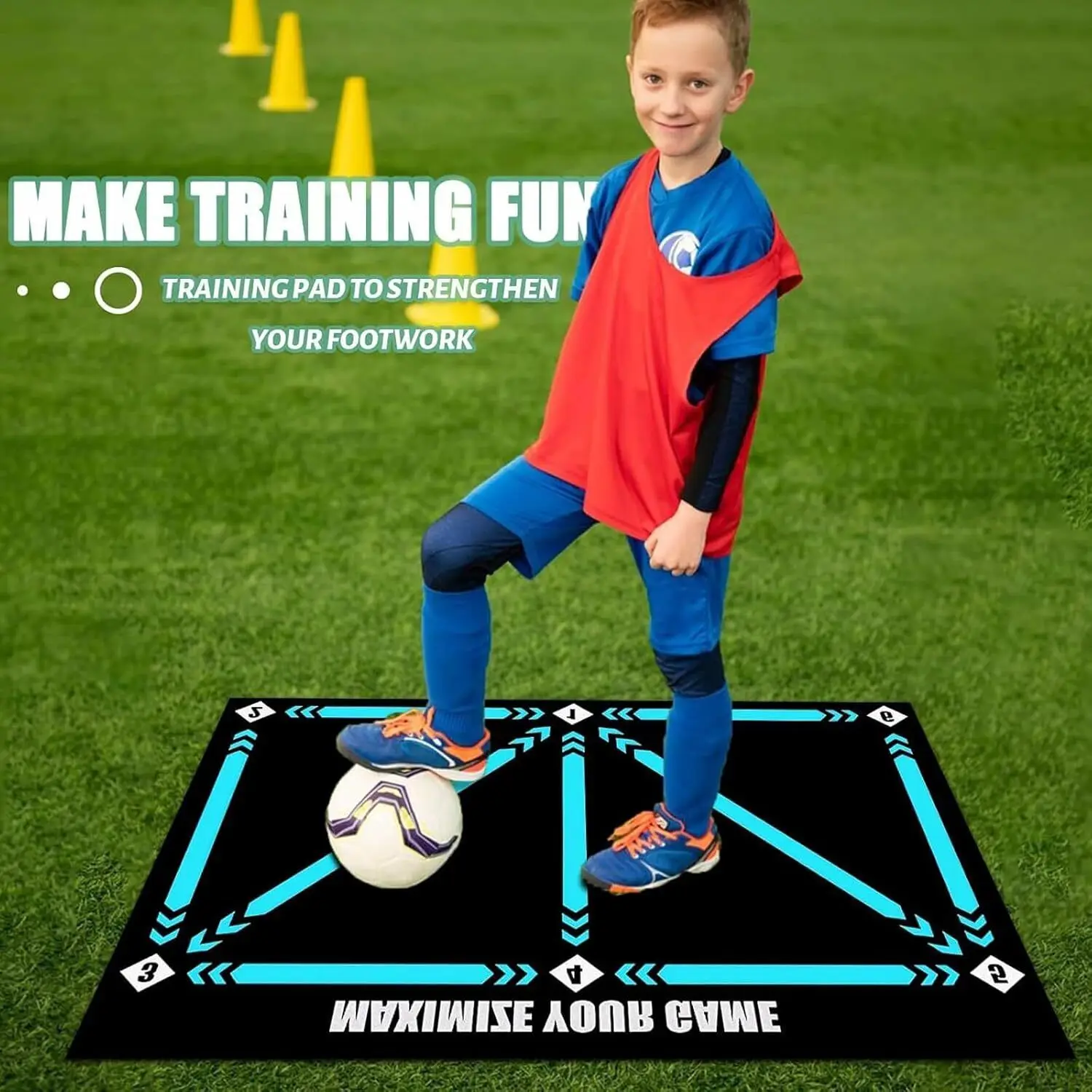 Tapis d'entraînement de football 900x600mm antidérapant en forme de L pour améliorer les compétences de dribble, idéal pour la pratique à domicile, au jardin, en intérieur et en extérieur