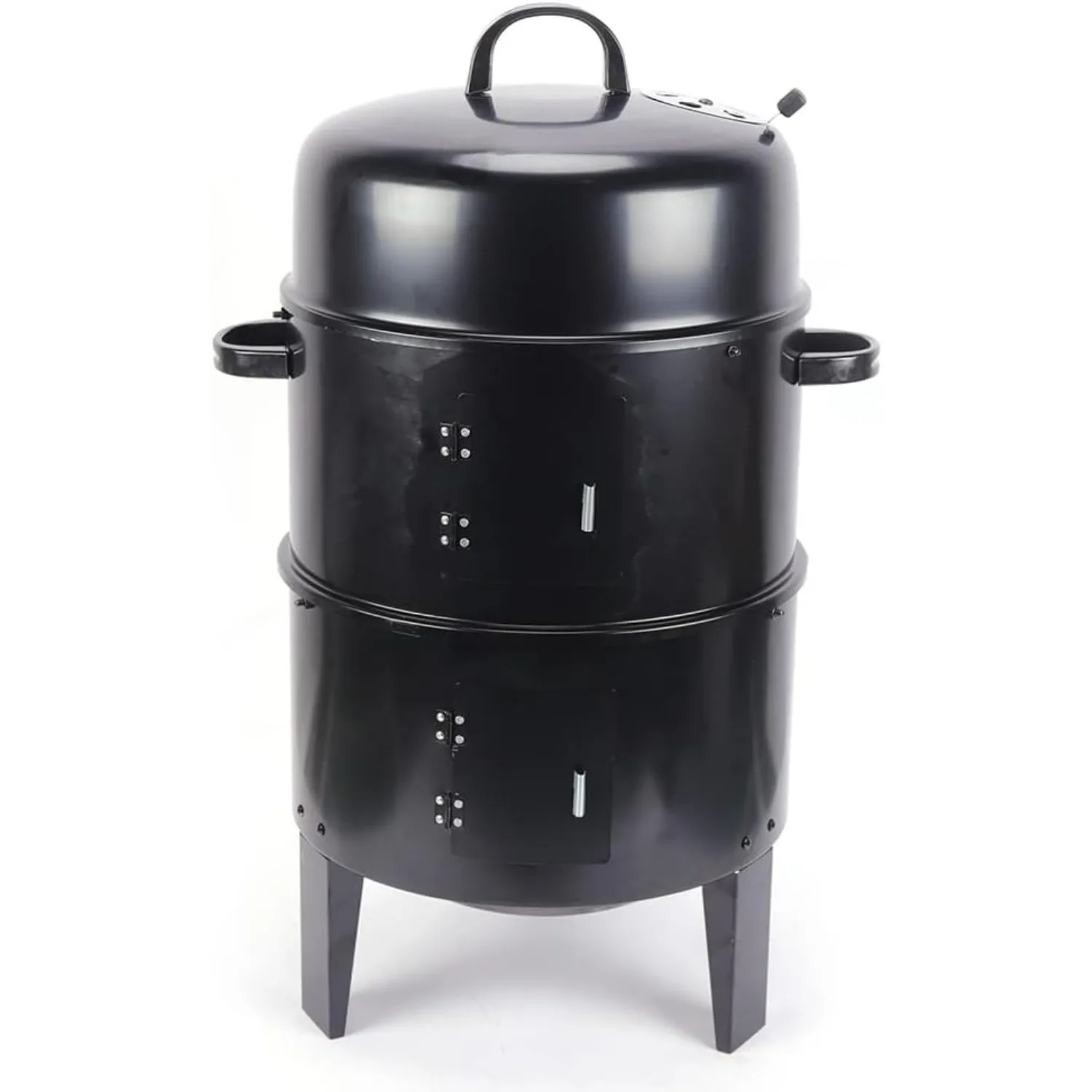 Barbecue au charbon de bois 3 en 1 - Barbecue rond - Barbecue fumoir - Barbecue à fumée - Barbecue de pique-nique portable - Barbecue Hickory à double couche