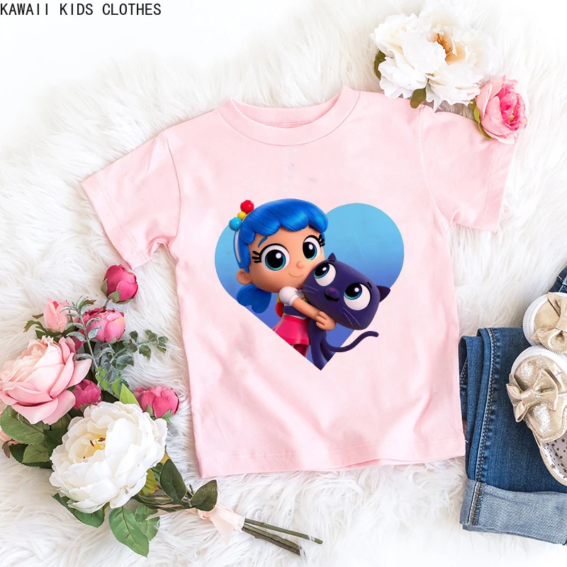 2024 New Rainbow Kingdom Tops Toddler Tees Clothes Children Clothing Cartoon Kids T-shirt Girls Clothes Short Sleeve Casual