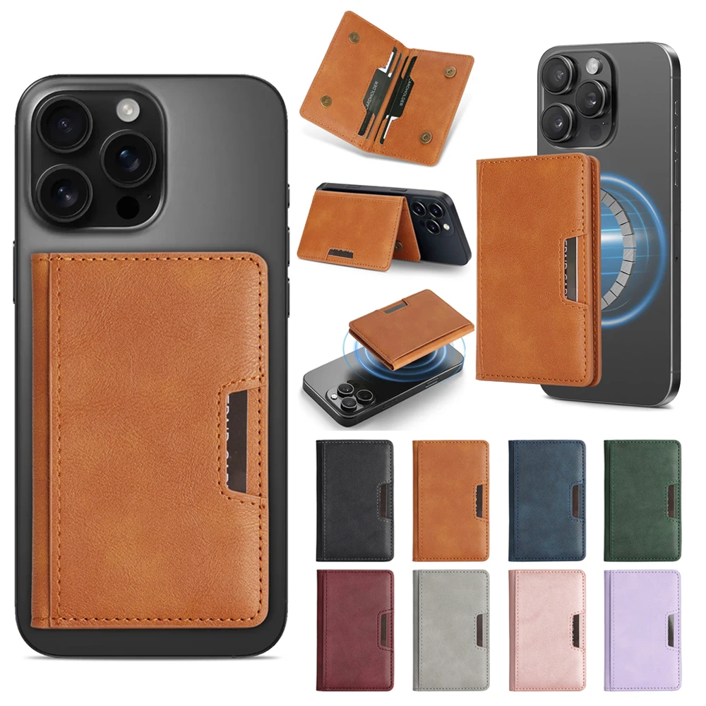 Magnetic Cards Slots Holder For iphone 16 15 14 13 12 11 Samsung Oppo Xiaomi Oneplus Google Phone Cards Bag for All Smartphones