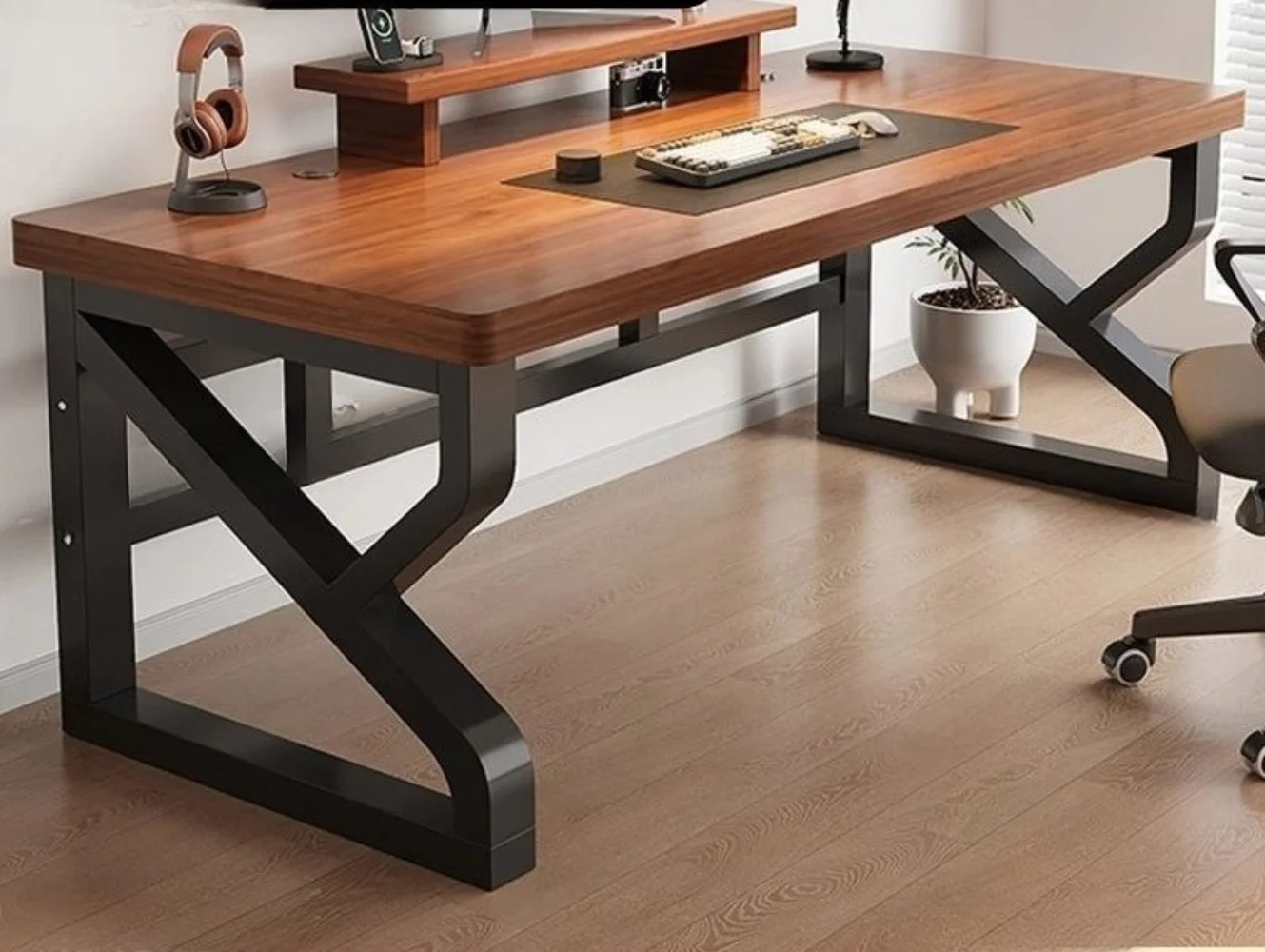 Robuster Computertisch aus massivem Holz, 30 mm dick, ergonomischer Bürotisch, Arbeitstisch, Heimbüromöbel, Schreibtisch, Gaming