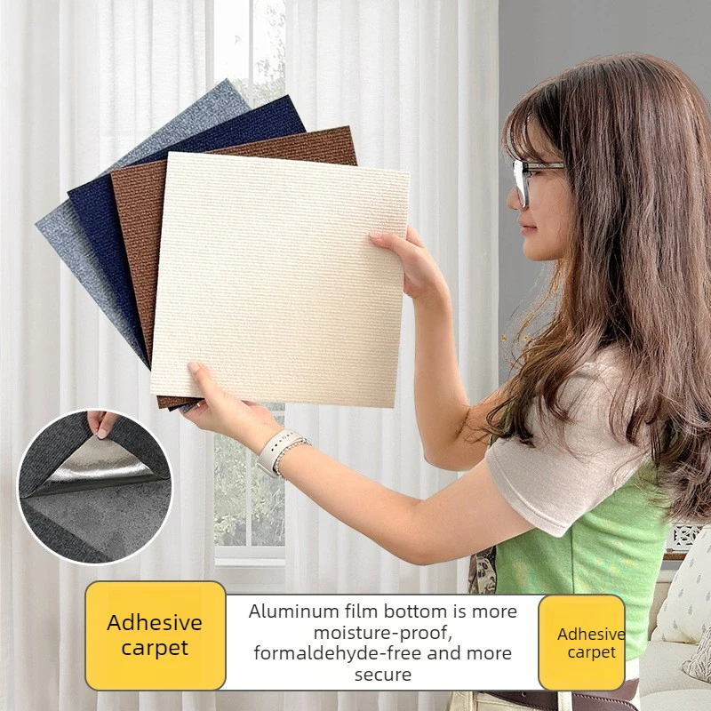 Self-Adhesive Carpet Tiles Peel Stick Floor Mats Strong Backing Anti-Slip Non-Woven Carpet Squares Office Living Room Balcony