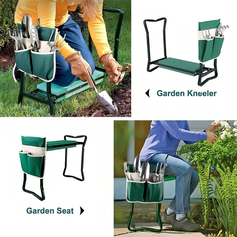 Banc de jardin pliant multifonctionnel portable pour le jardinage, tabouret à genoux pour le jardin